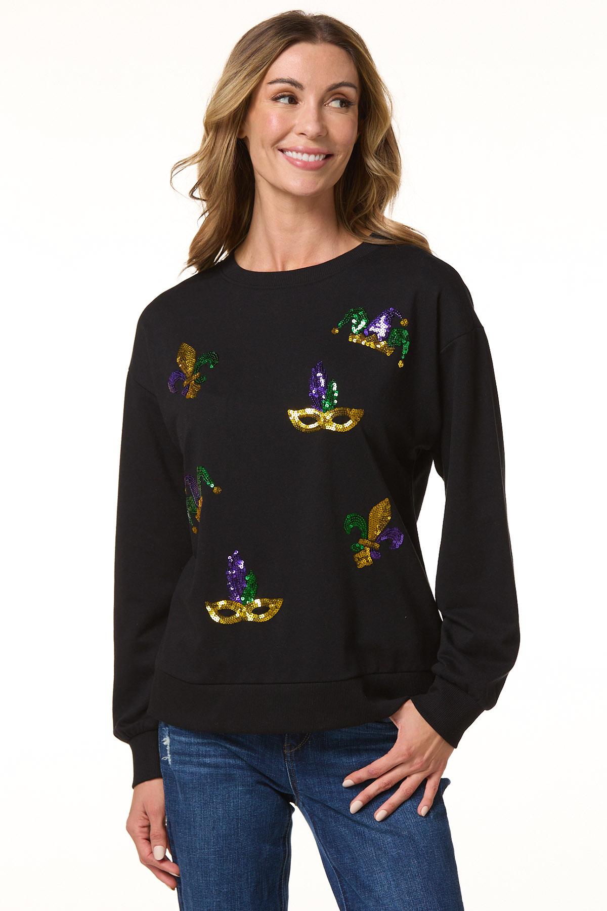 Cato Fashions | Cato Sequin Mardi Gras Sweatshirt