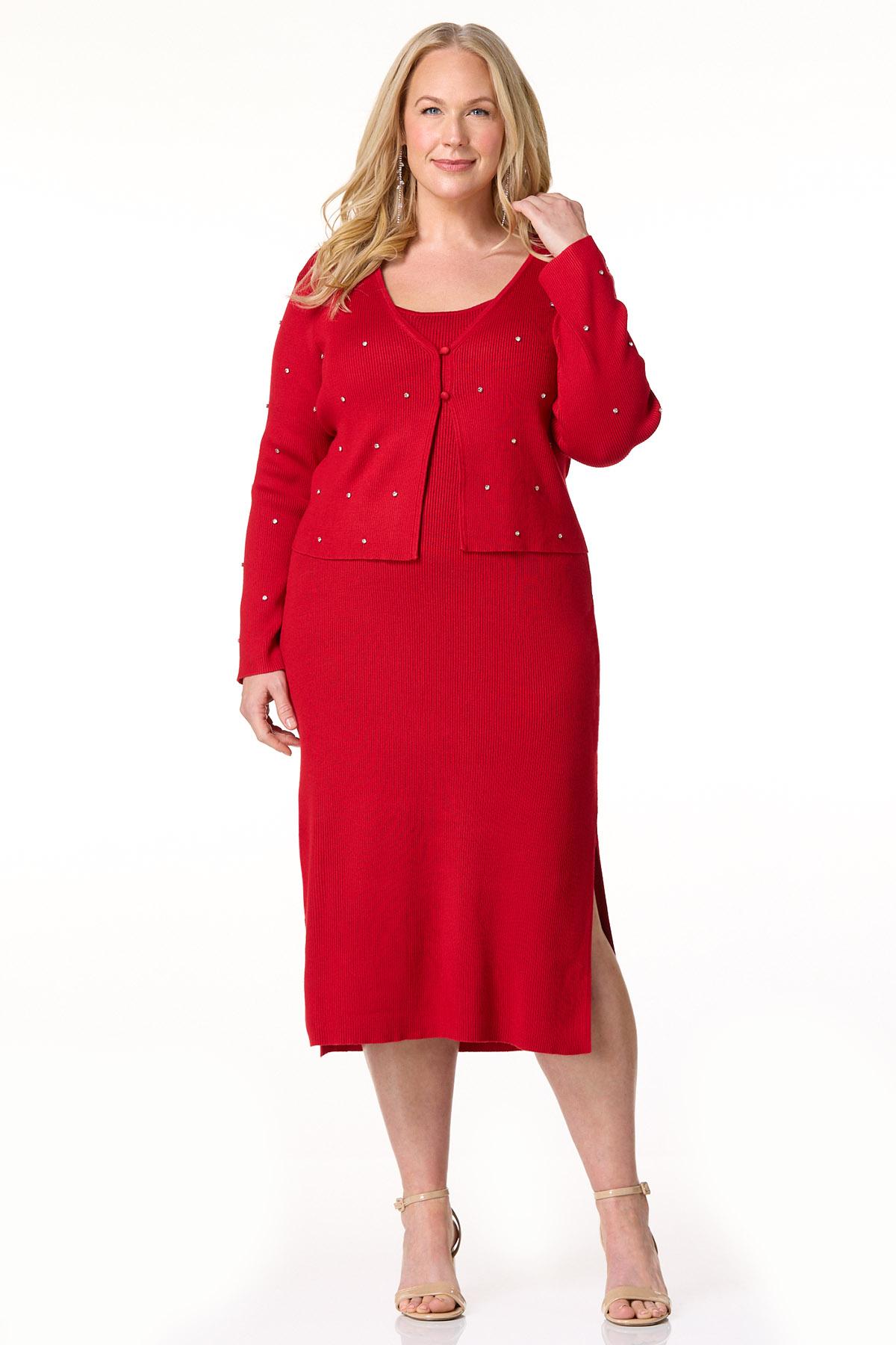 Cato Fashions Cato Plus Size Ribbed Cardigan Sweater Dress