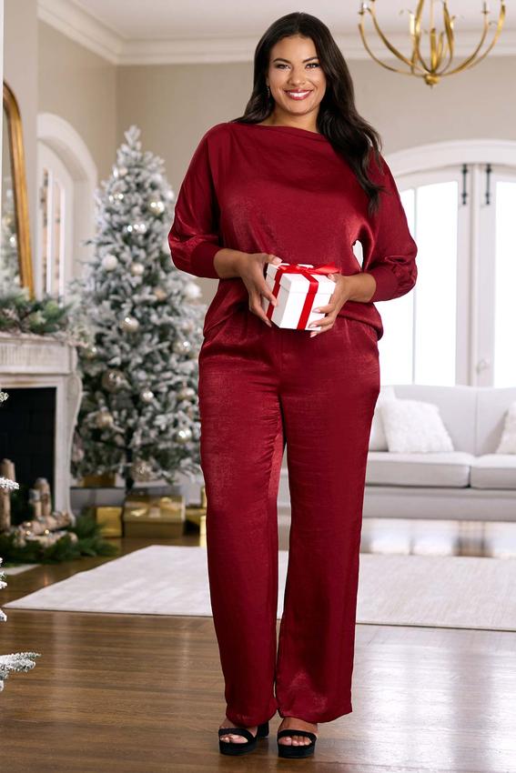 Cato Fashions | Cato Plus Size Red Satin Pants