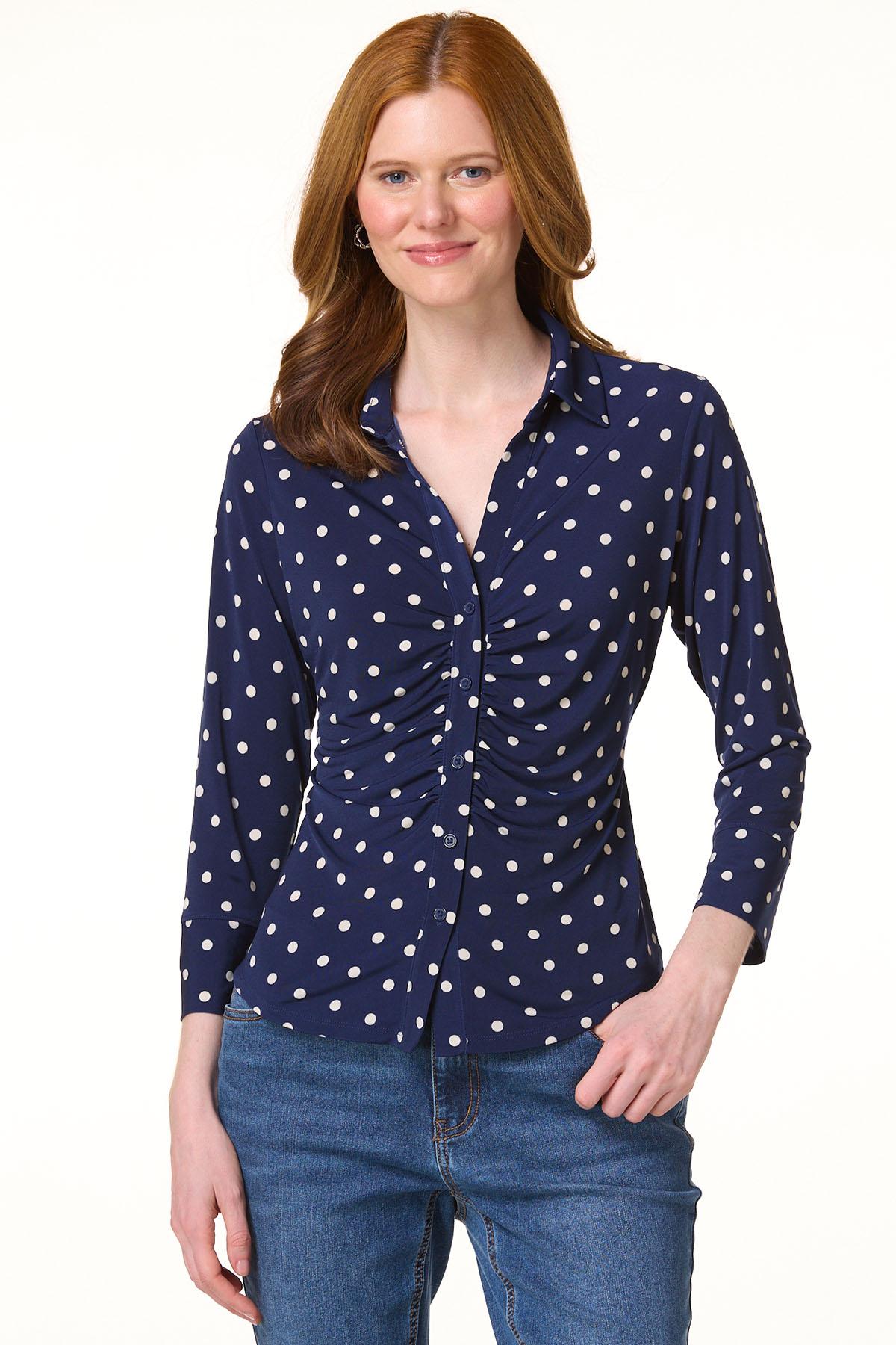 Cato Fashions | Cato Cinched Polka Dot Top