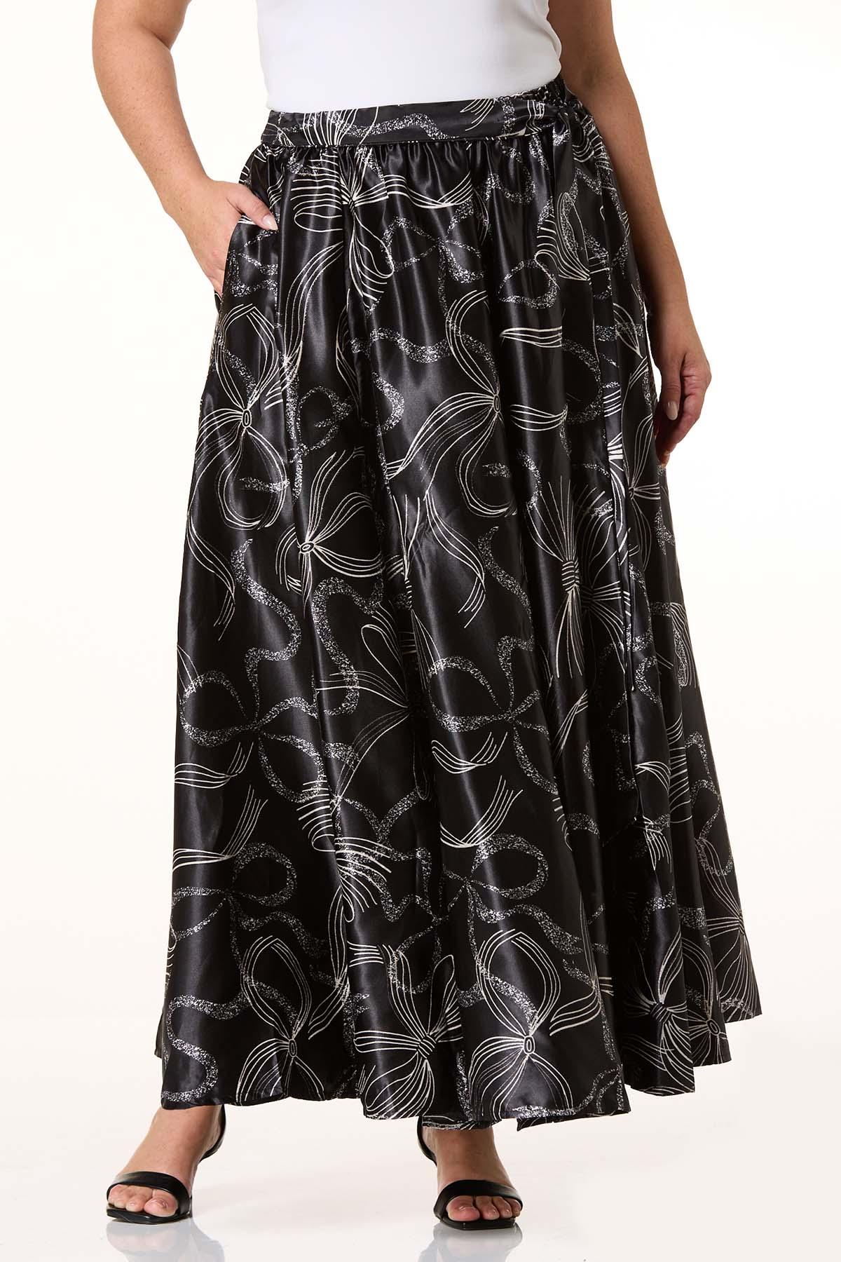 Cato Fashions | Cato Plus Size Silver Bow Maxi Skirt