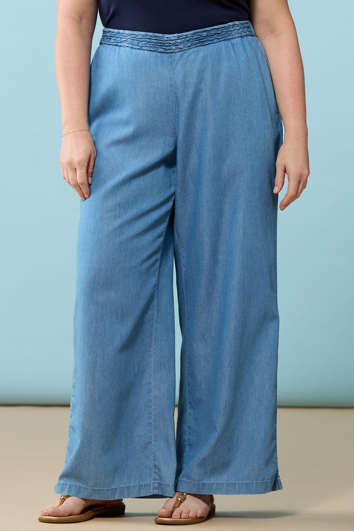 Cato Fashions | Cato Plus Size Braided Waist Chambray Pants
