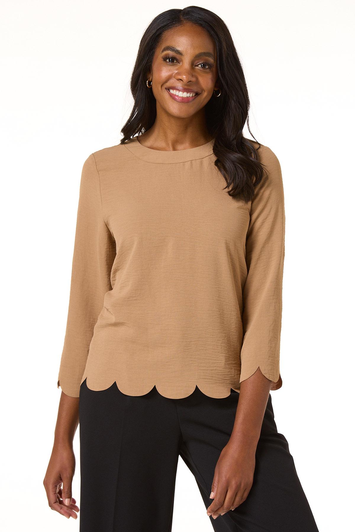 Cato Fashions | Cato Flowy Scalloped Trim Top