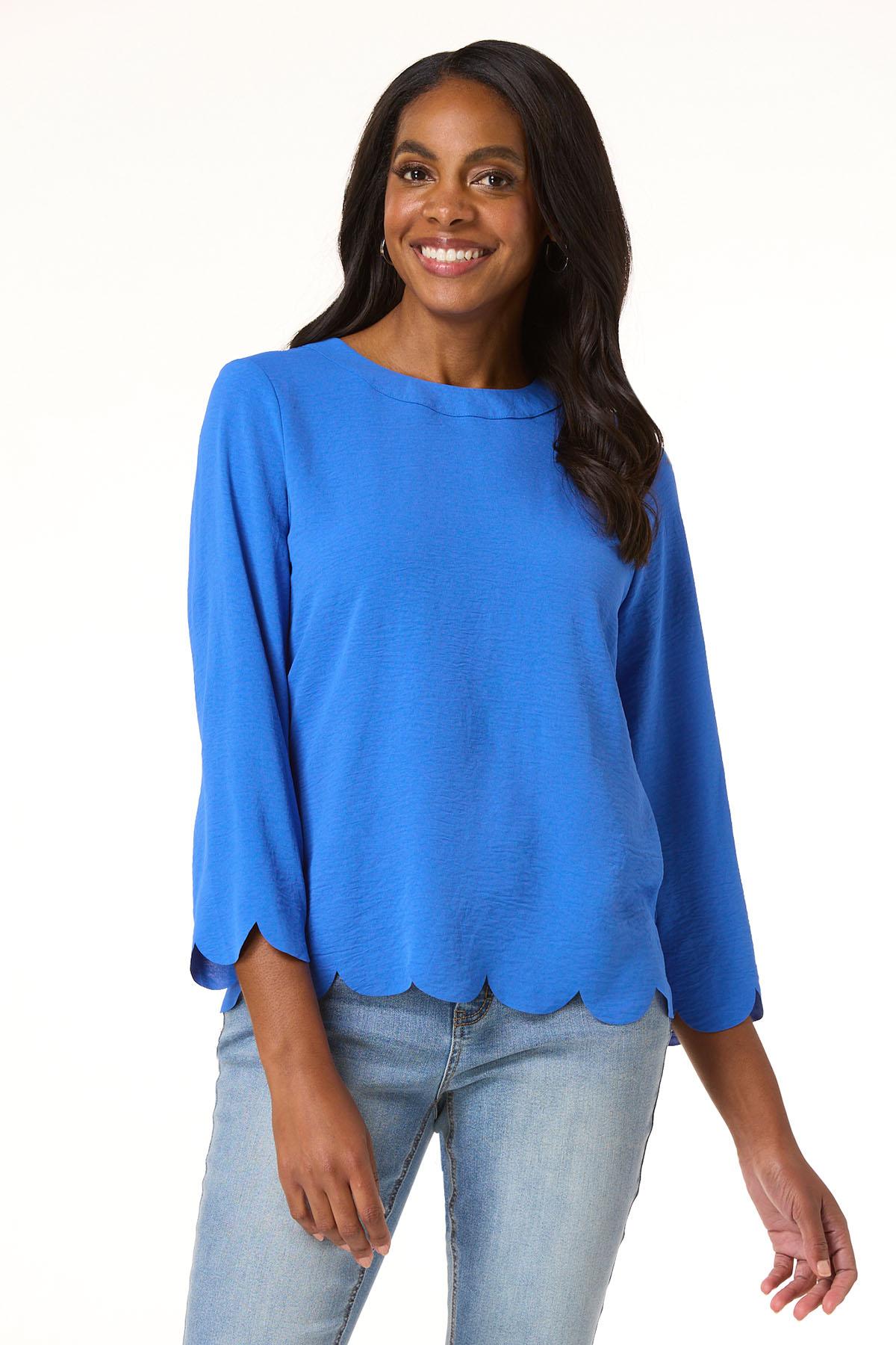 Cato Fashions | Cato Flowy Scalloped Trim Top
