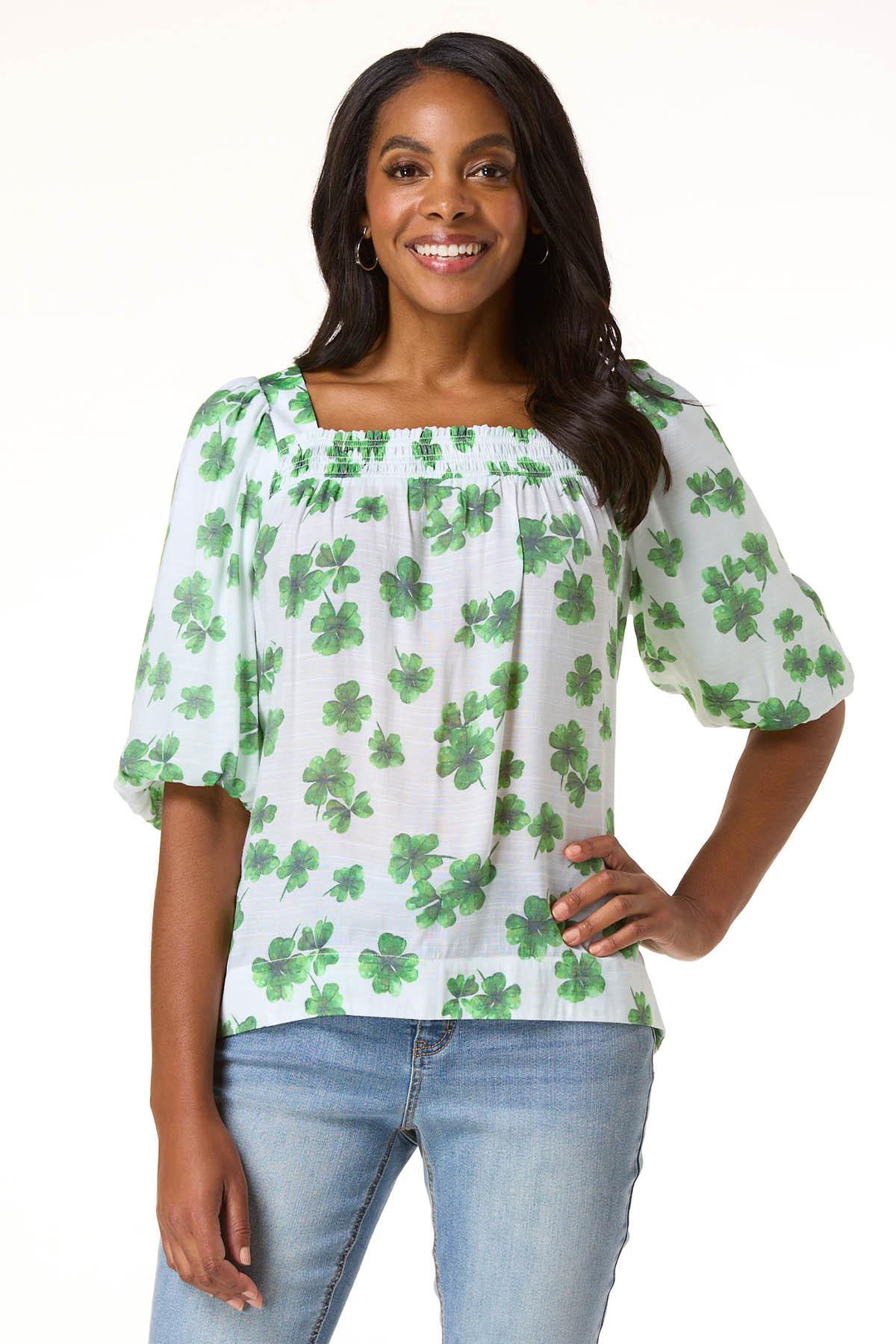 Cato Fashions | Cato Shamrock Floral Print Square Neck Poet Top