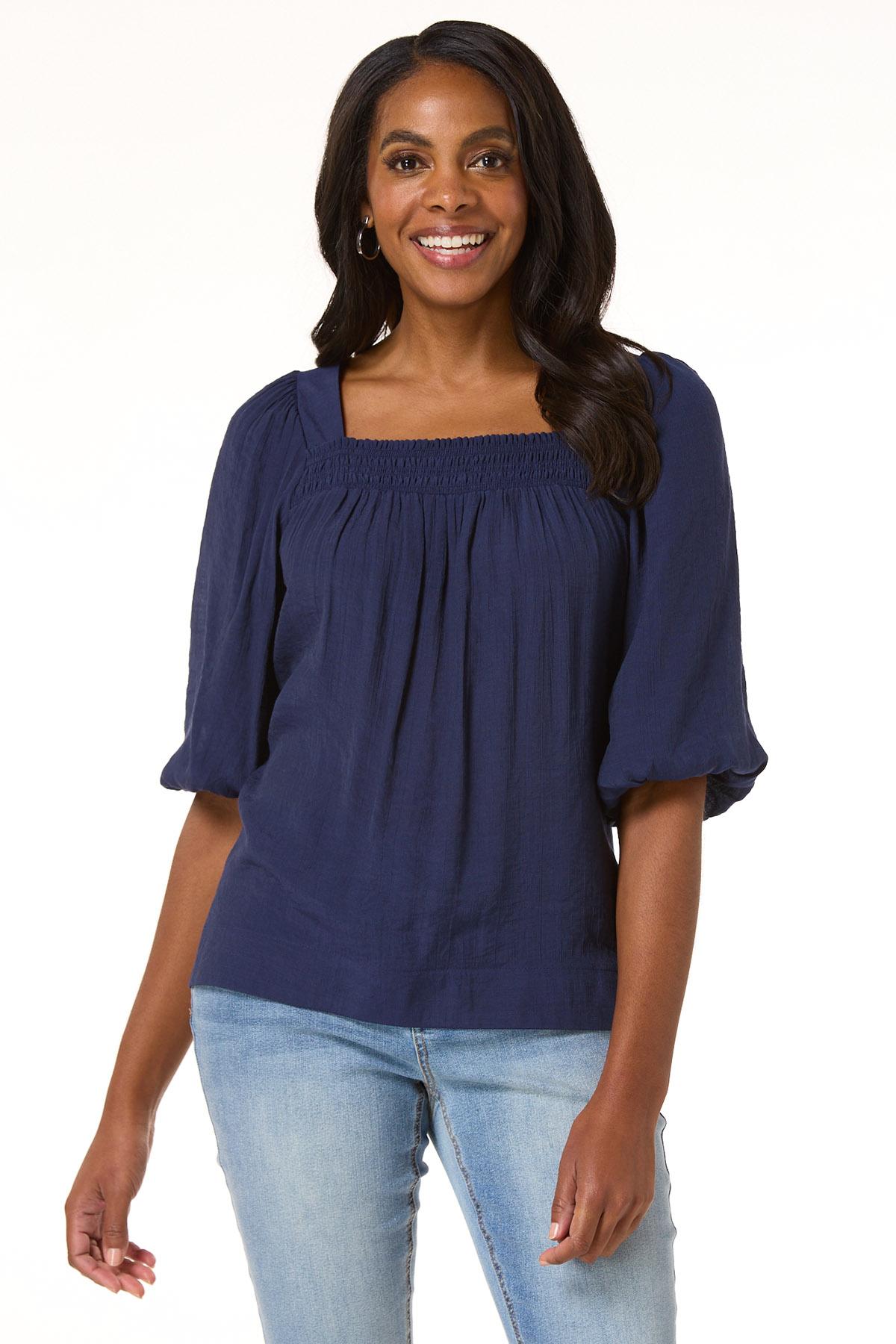 Cato Fashions | Cato Solid Navy Poet Top Cato Fashions | Cato Solid Navy Poet Top