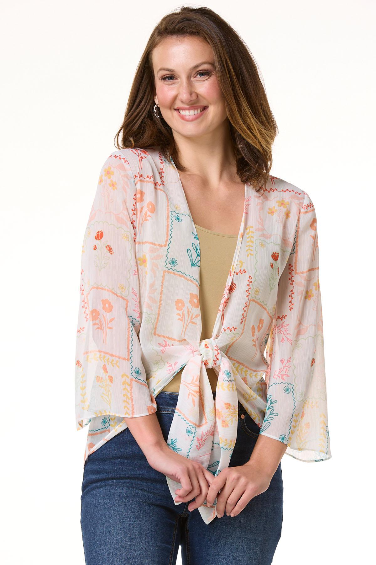 Cato Fashions | Cato Tile Print Tie Front Top