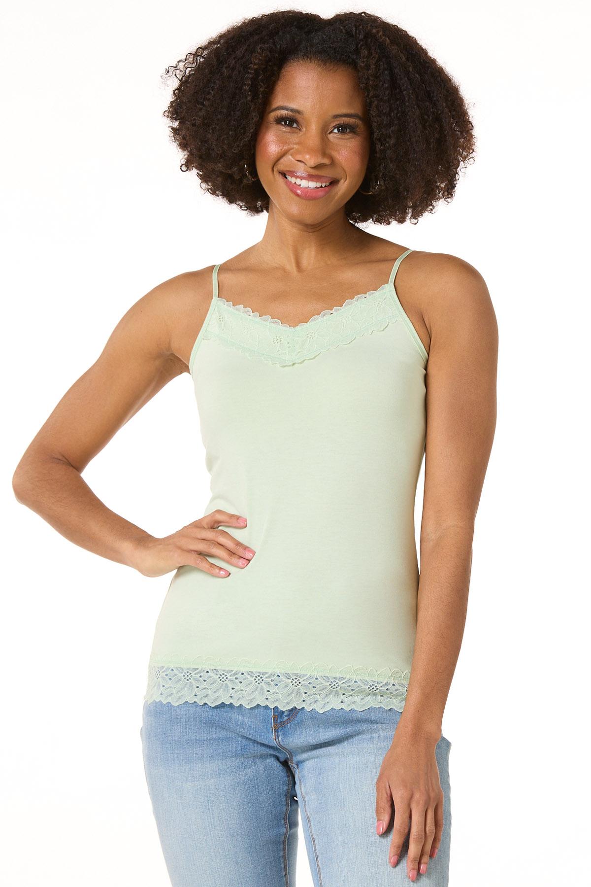 Cato Fashions | Cato Solid Lace Trim Cami