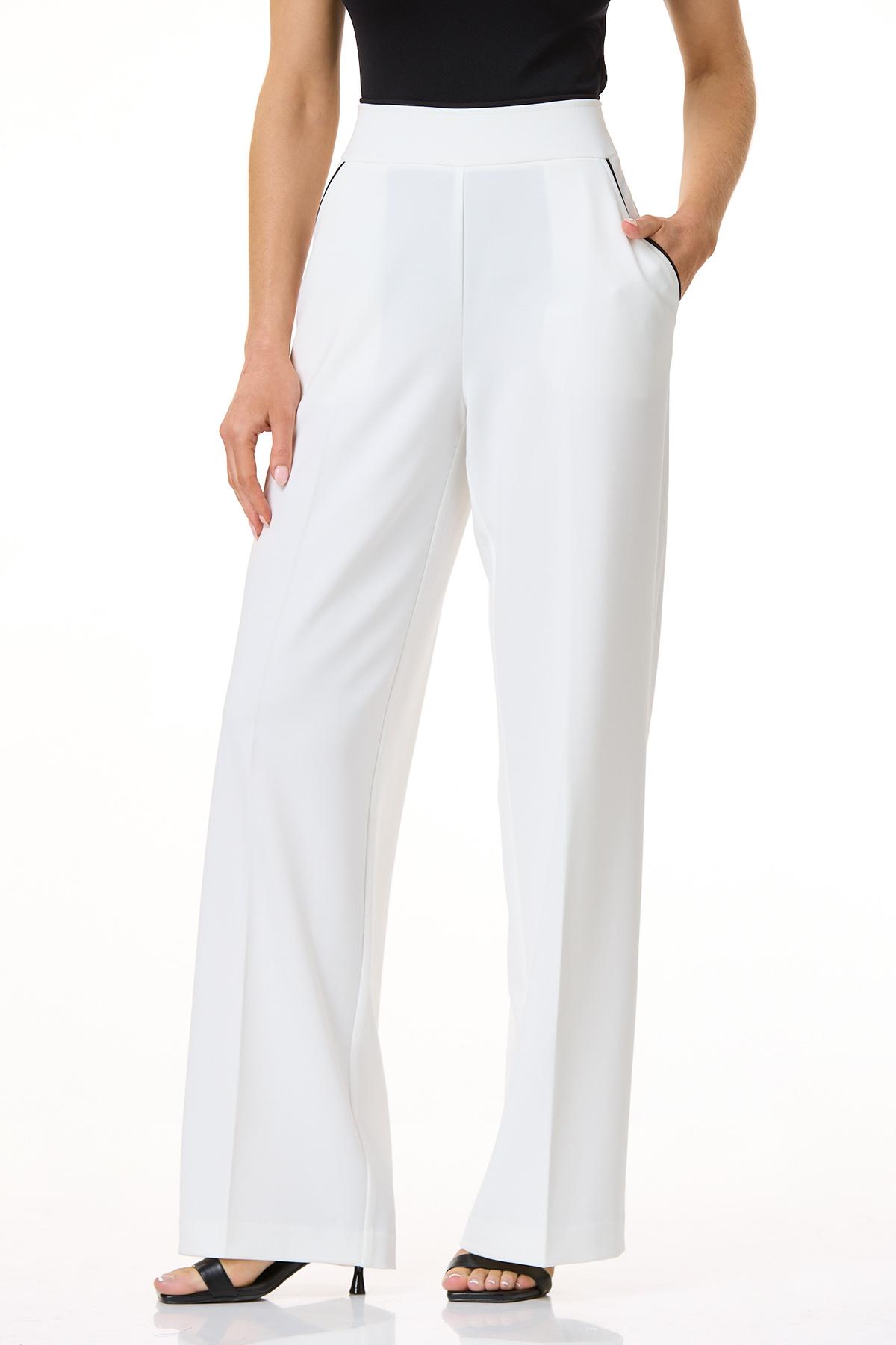 Cato Fashions | Cato Ivory Black Trim Wide Leg Pants