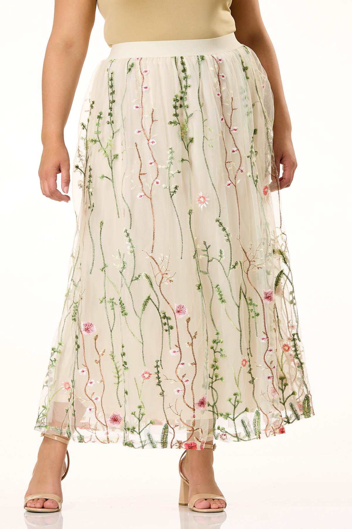 Cato Fashions | Cato Plus Size Floral Embroidered Mesh Maxi Skirt