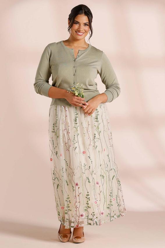 Cato Fashions | Cato Plus Size Floral Embroidered Mesh Maxi Skirt