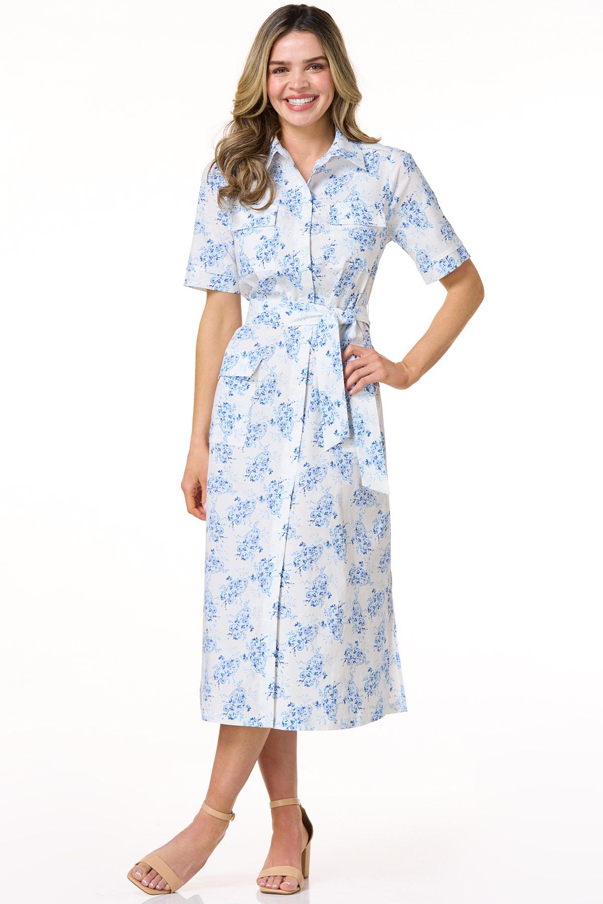blue dress for baby girl Zelie Shirt Dress in Cornflower Blue Floral