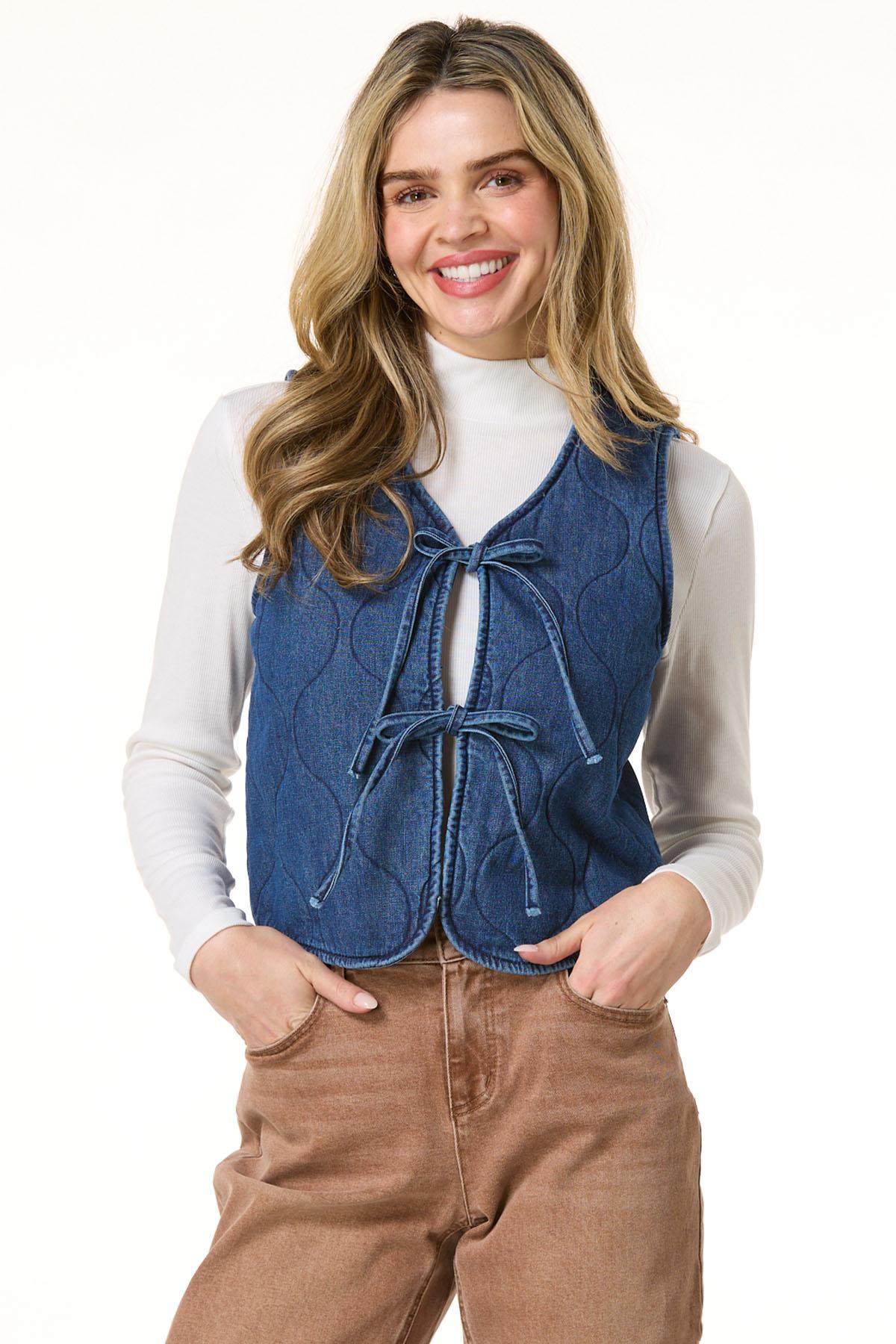 トップス W Double Front Double Vest Cato Fashions | Cato Quilted Tie Front Vest