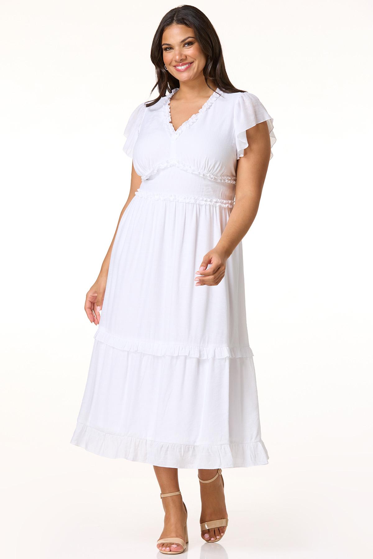 navy blue dress for baby girl Elvqul Loose Dresses for Women Plus Size Dress White Winter Solid Color V  Neck Long Sleeve Ladies Maxi Dresses main image 0