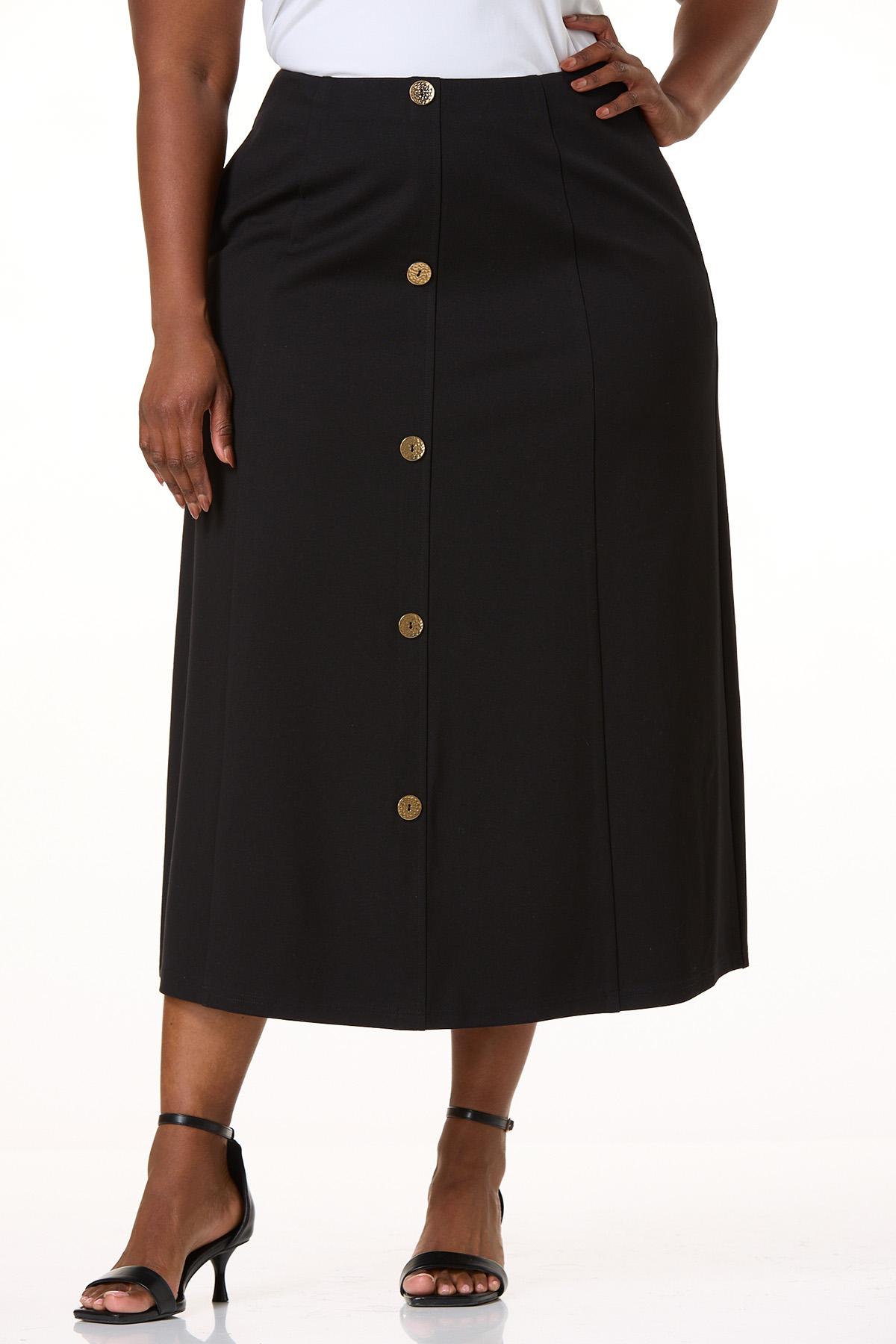 Cato Fashions | Cato Plus Size Button Front Ponte Midi Skirt