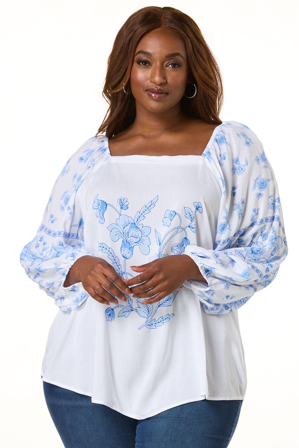 Cato Fashions | Cato Plus Size Blue Petal Pullover Top