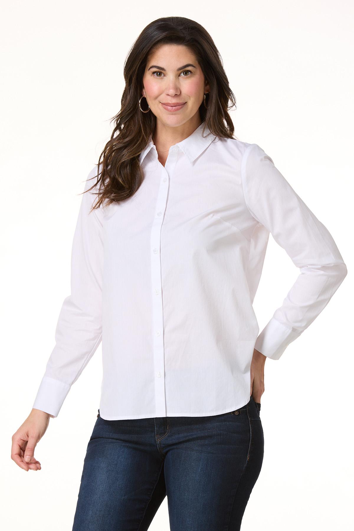 white christmas dresses Women's Classic White Button Front, Collar Dress Shirt main image 1