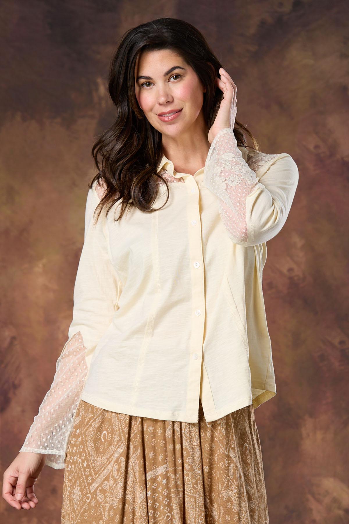 Cato Fashions | Cato Western Lace Trim Shirt Cato Fashions | Cato Western Lace Trim Shirt