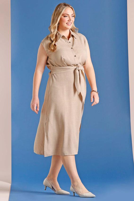 plus size linen dress Blue Plus Size Casual Cotton Linen Dresses For Women Q9043 main image 0