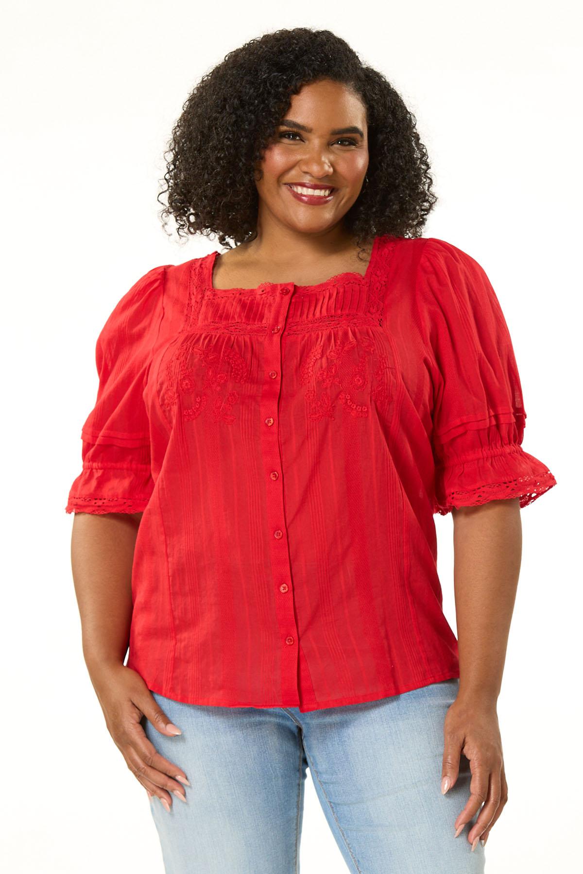 Cato Fashions | Cato Plus Size Embroidered Bell Sleeve Top
