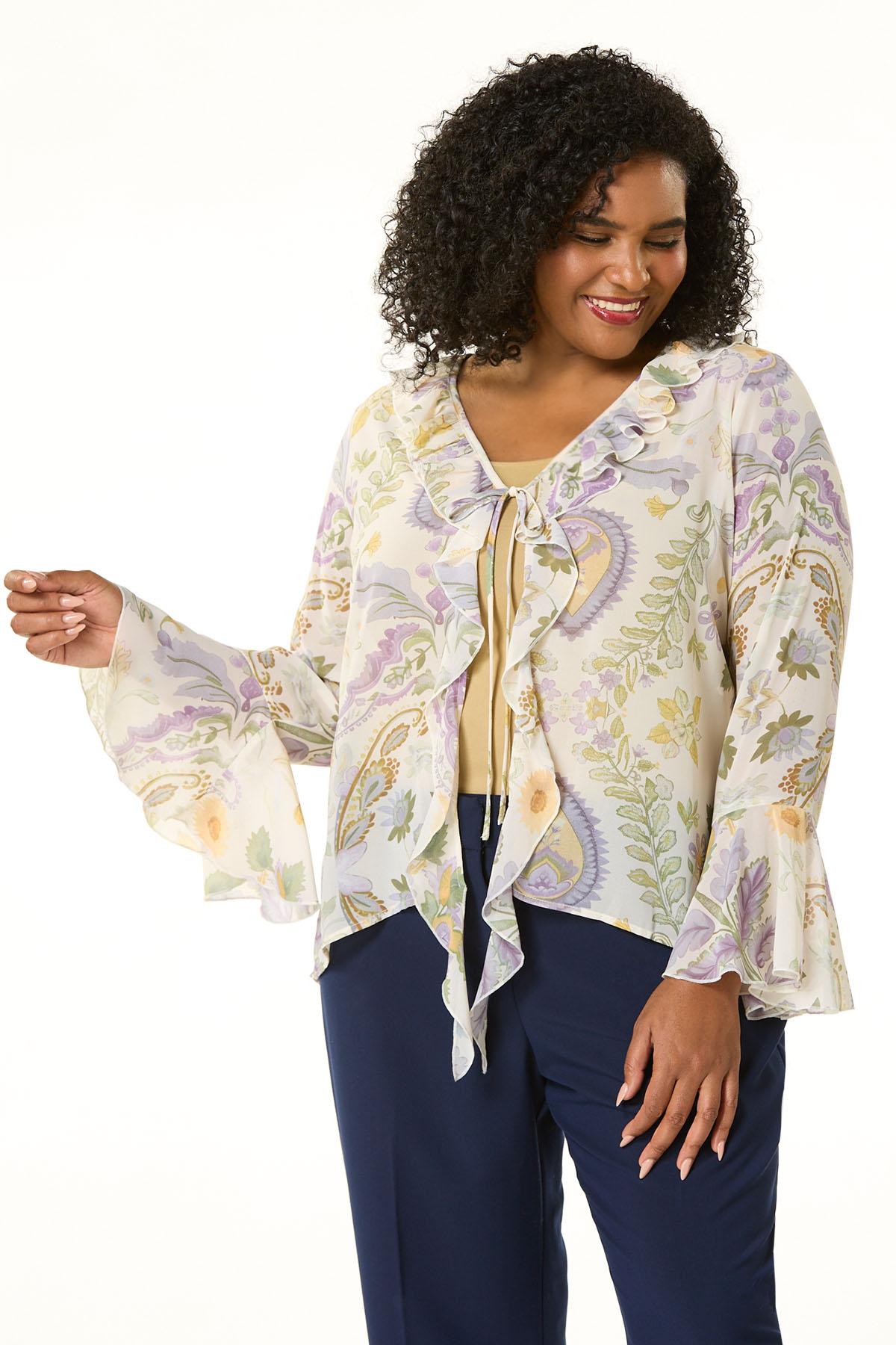 Cato Fashions | Cato Plus Size Ruffled Tie Front Floral Top