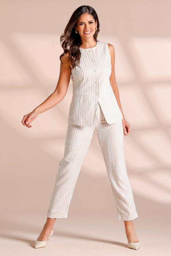 Cato Cropped Stripe Cuffed Pants - Cato Fashions