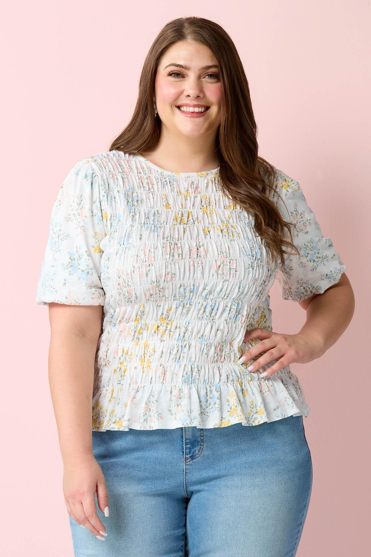 Cato Fashions | Cato Plus Size Smocked Floral Top