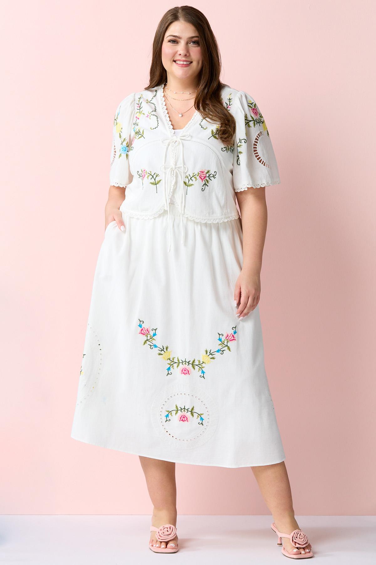 Cato Fashions | Cato Plus Size Floral Cross Stitch Skirt