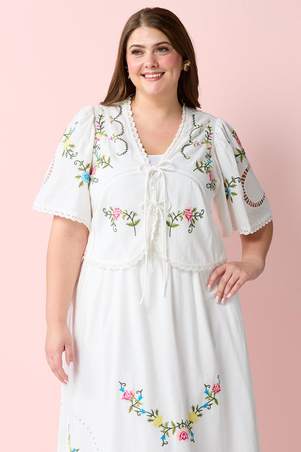 Cato Fashions | Cato Plus Size Floral Cross Stitch Top
