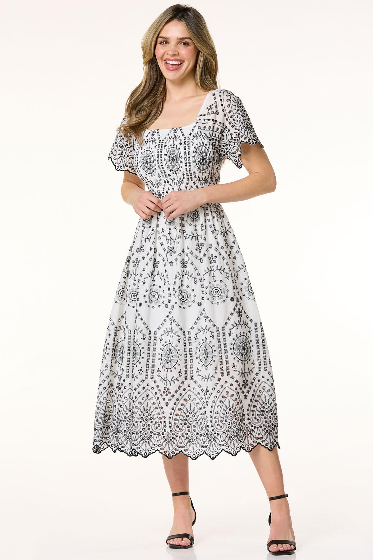 eyelet embroidered dress Strapless Hibiscus Embroidered Cocktail Dress – Club21.com