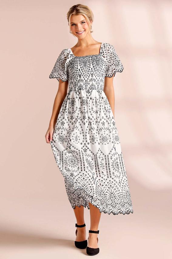 Cato Fashions | Cato Smocked Eyelet Embroidery Dress Cato Fashions | Cato Smocked Eyelet Embroidery Dress