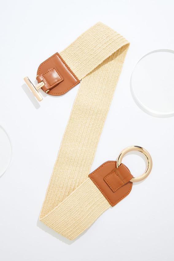 Cato Fashions | Cato Plus Size Gold Ring Raffia Stretch Belt