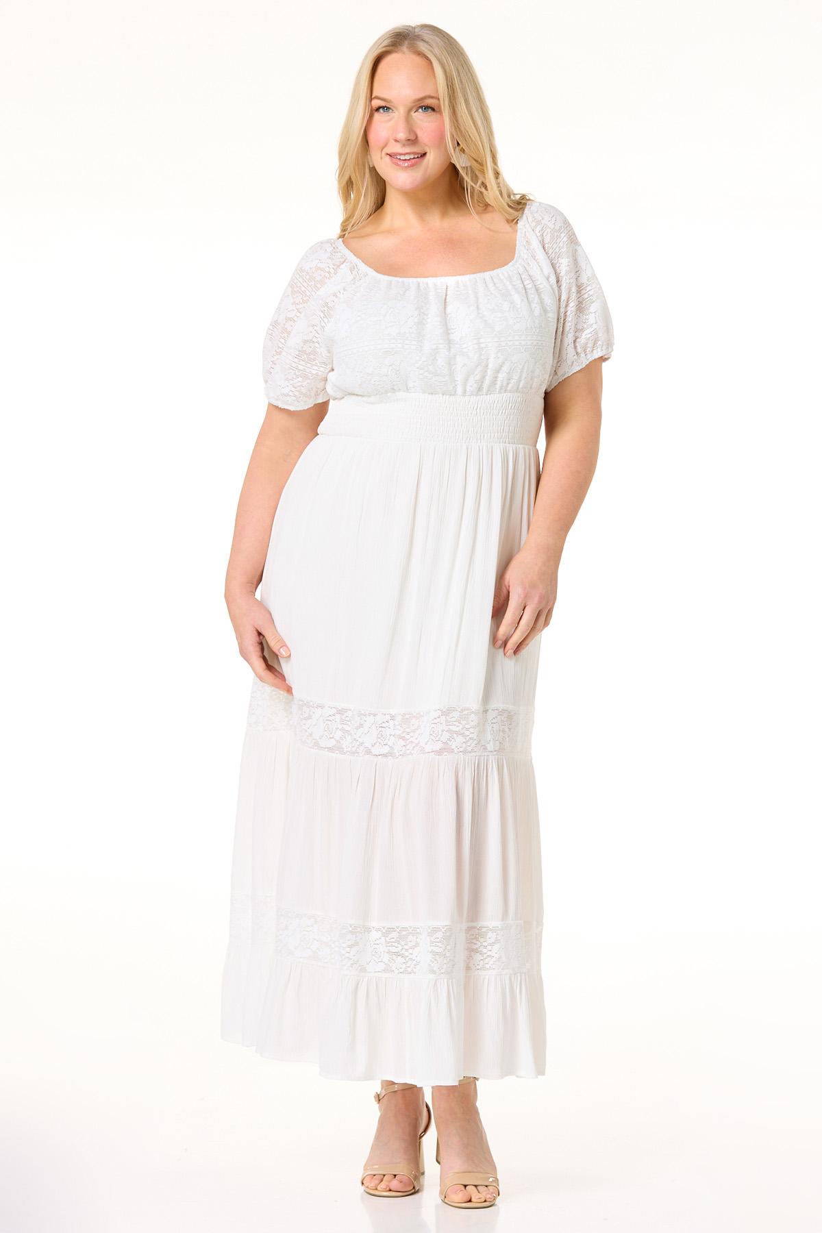 white lace cotton dress plus size Edwardian Ecru Cotton Voile Crochet Inset Dress – Blossom Vintage main image 1