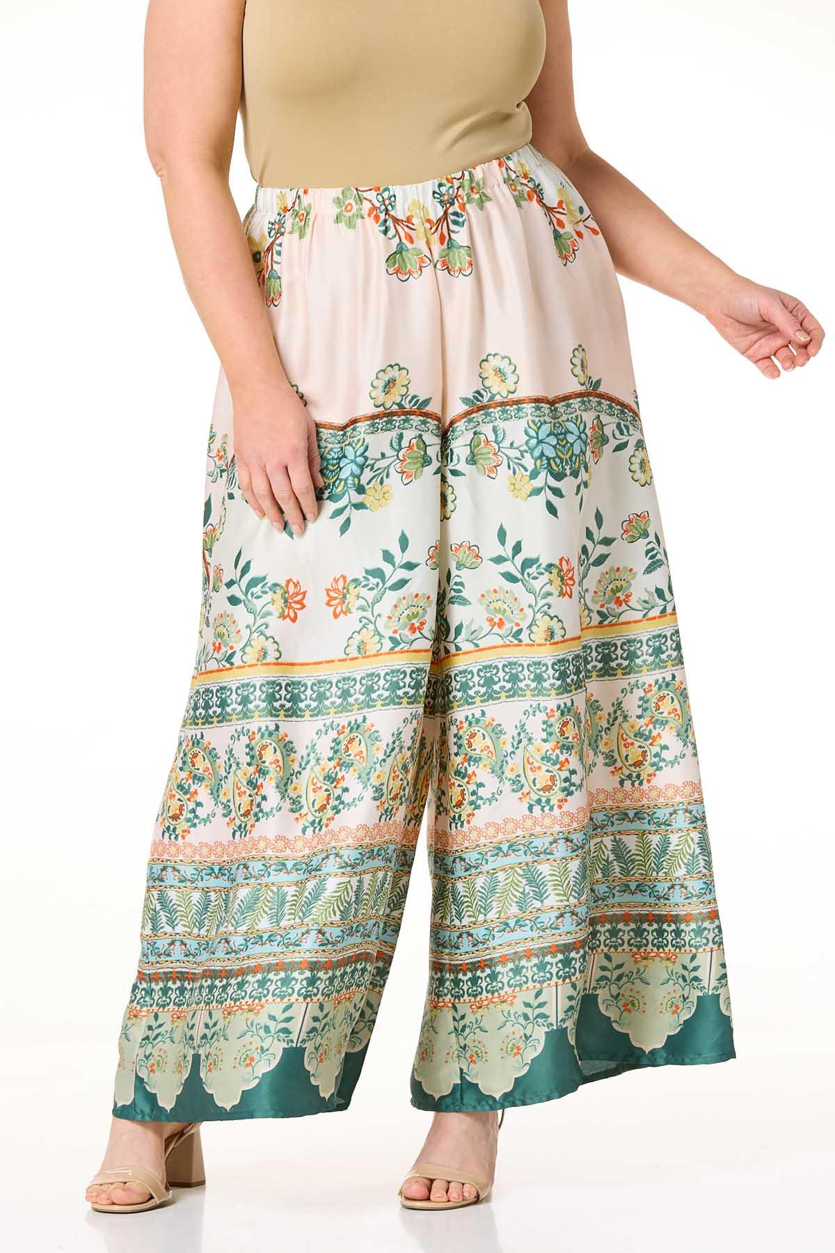Cato Fashions | Cato Plus Size Silky Floral Wide Leg Pants