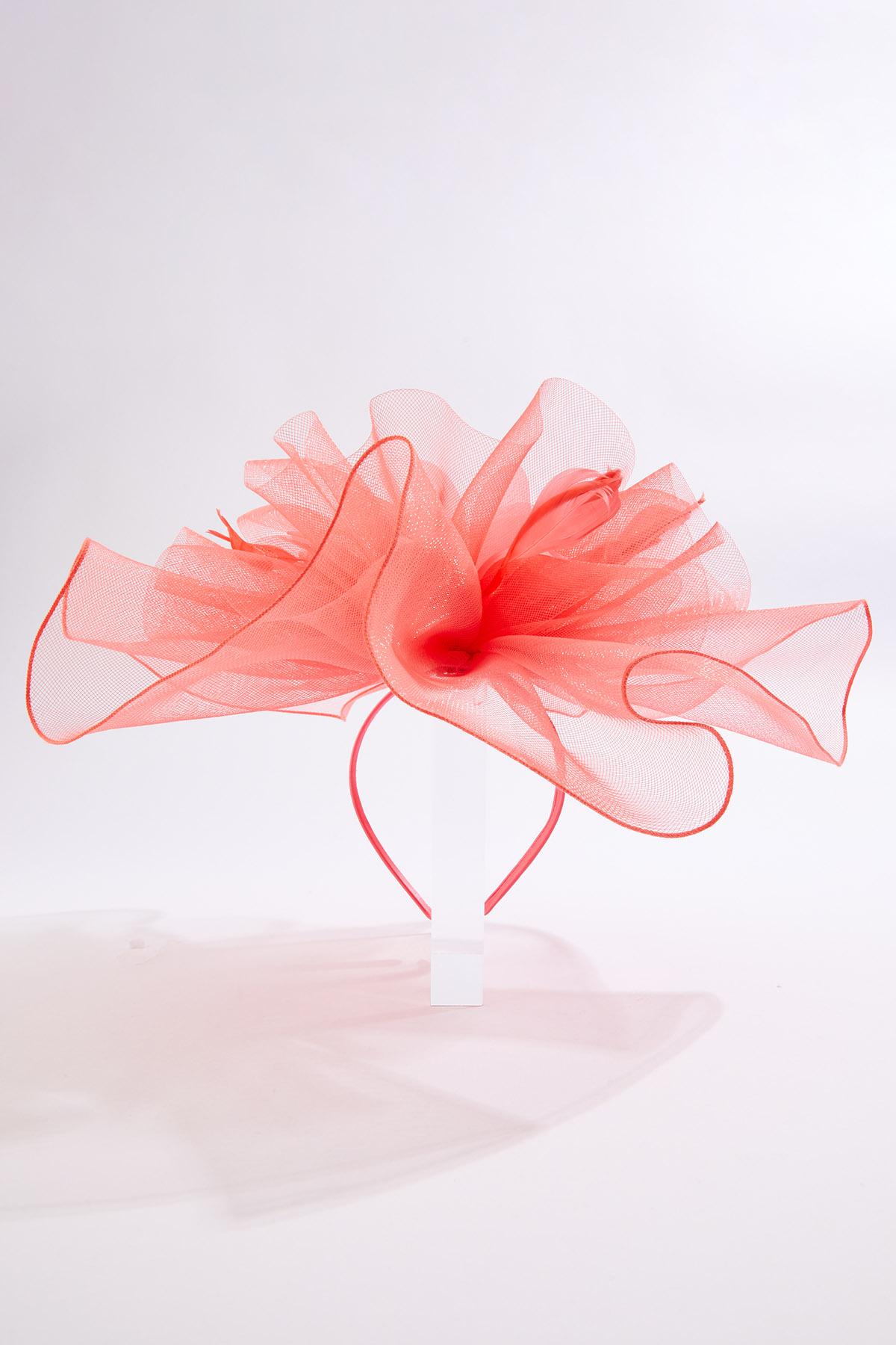 Cato Fashions | Cato Oversized Ruffled Mesh Floral Fascinator