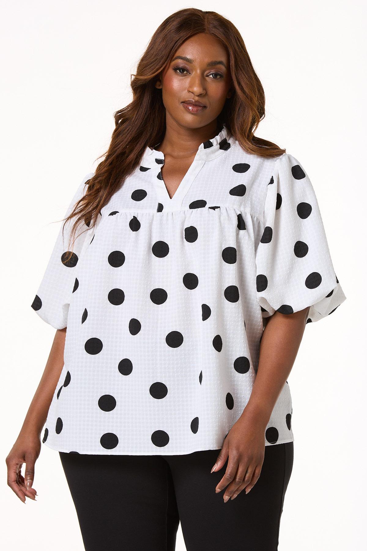 Cato Fashions | Cato Plus Size Polka Dot Bubble Sleeve Top