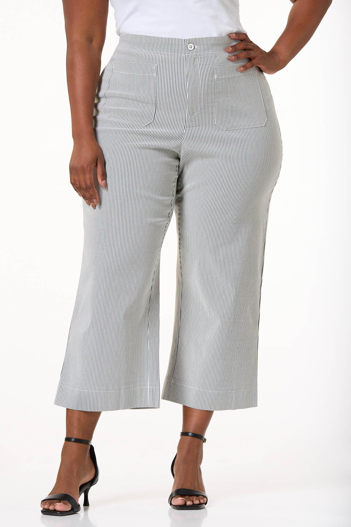 Cato Fashions | Cato Plus Size Cropped Seersucker Pants