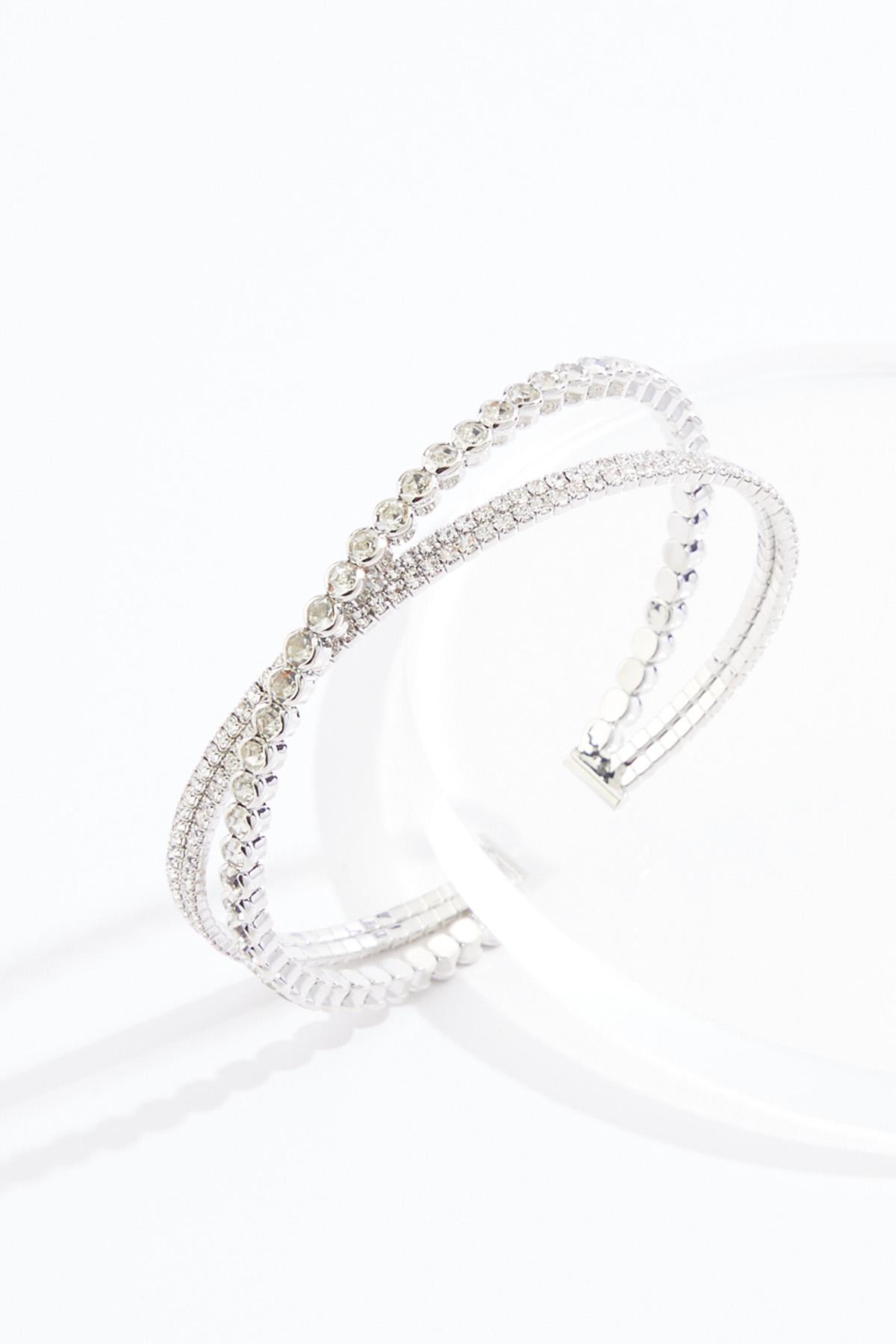 Cato Fashions | Cato Rhinestone Crossover Flex Cuff Bracelet