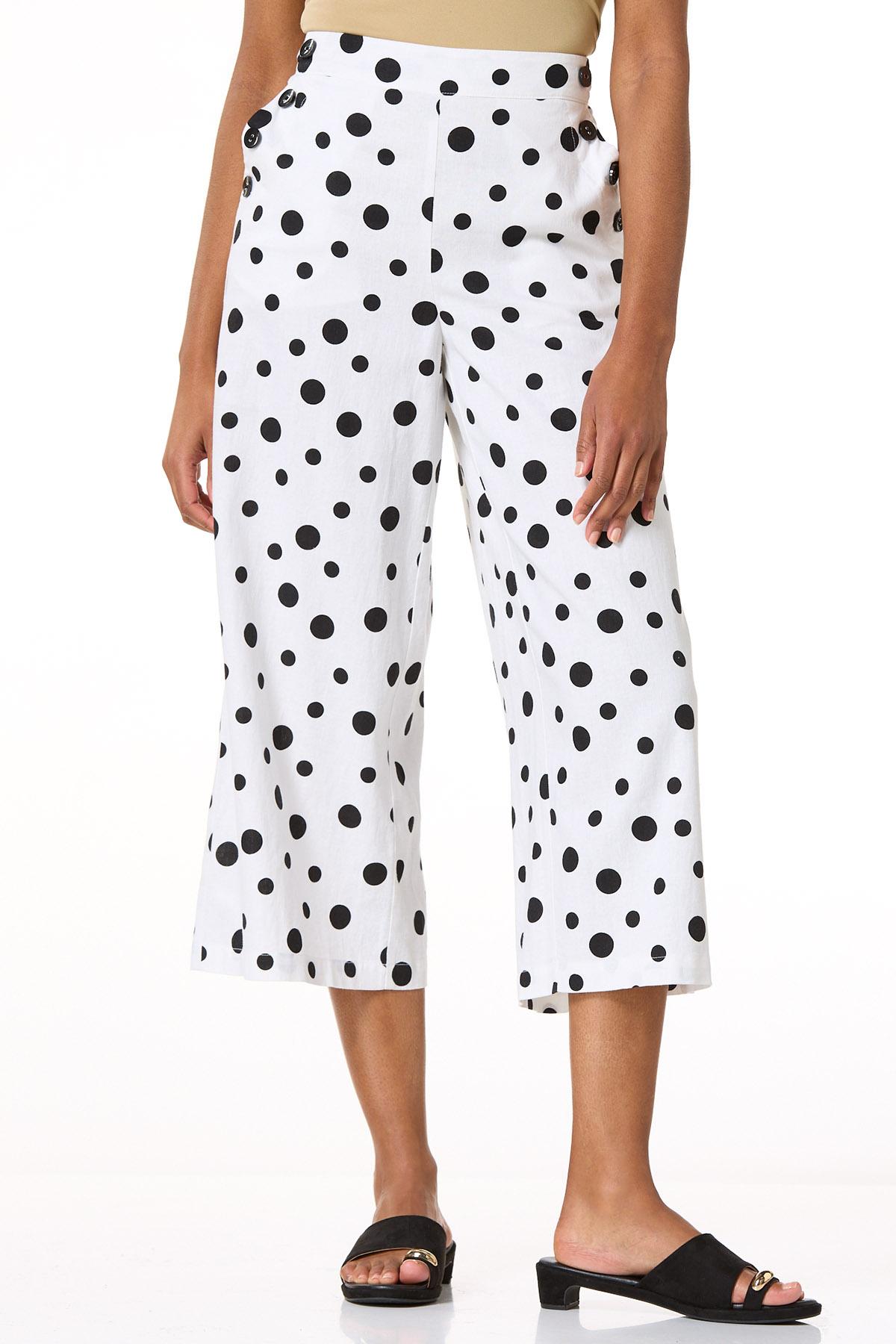 Cato Fashions | Cato Cropped Polka Dot Linen Pants