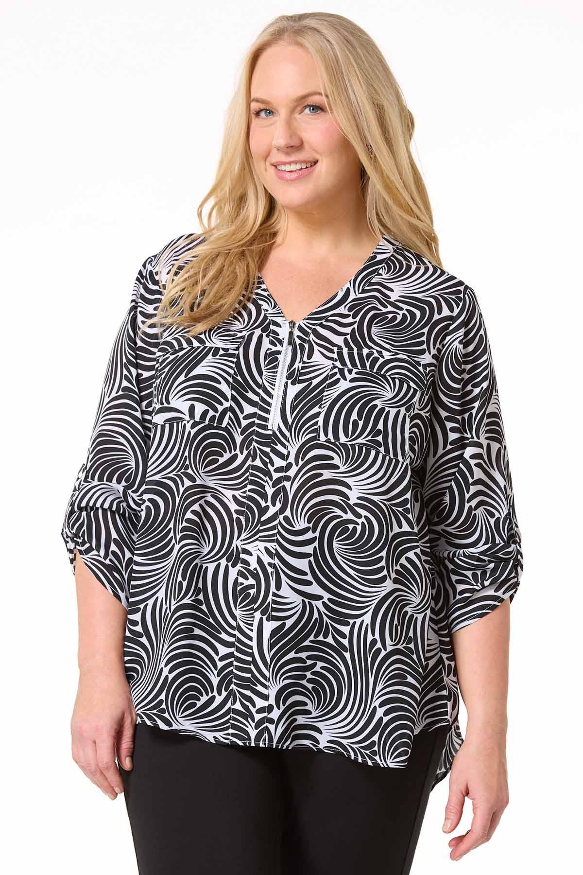 トップス Recommended Designer ennoy everyone XL Cato Fashions | Cato Plus Size Abstract Zip Front Top