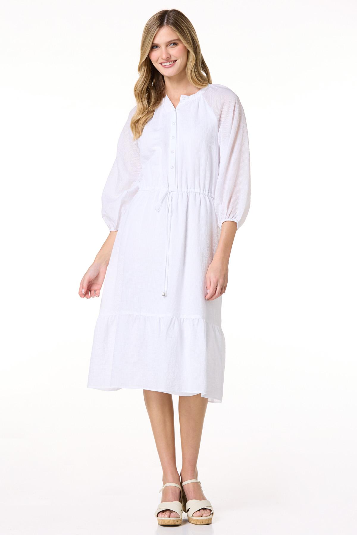 Cato Fashions | Cato White Shadow Stripe Dress