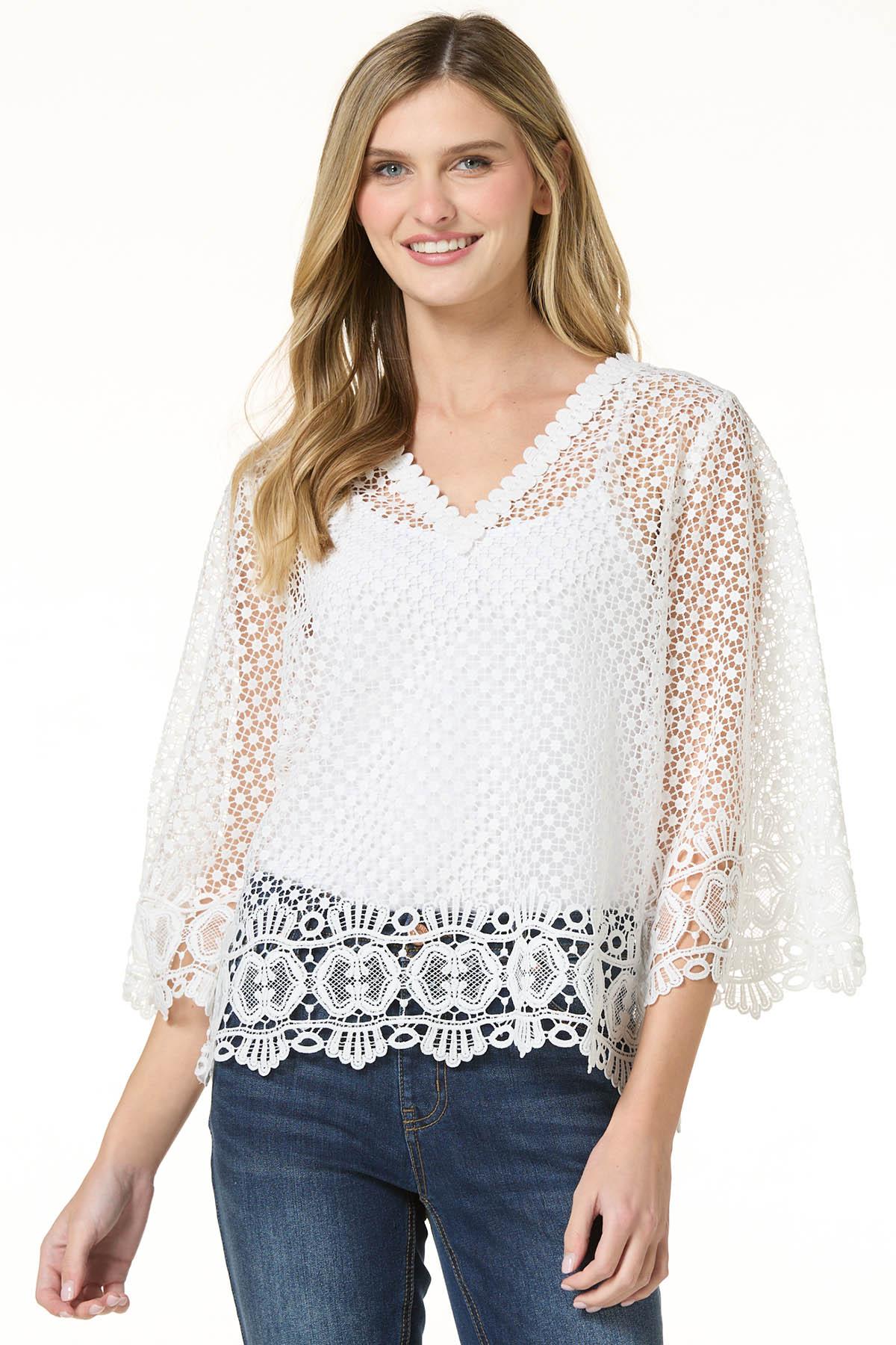 Cato Fashions | Cato Solid Crochet V-Neck Top