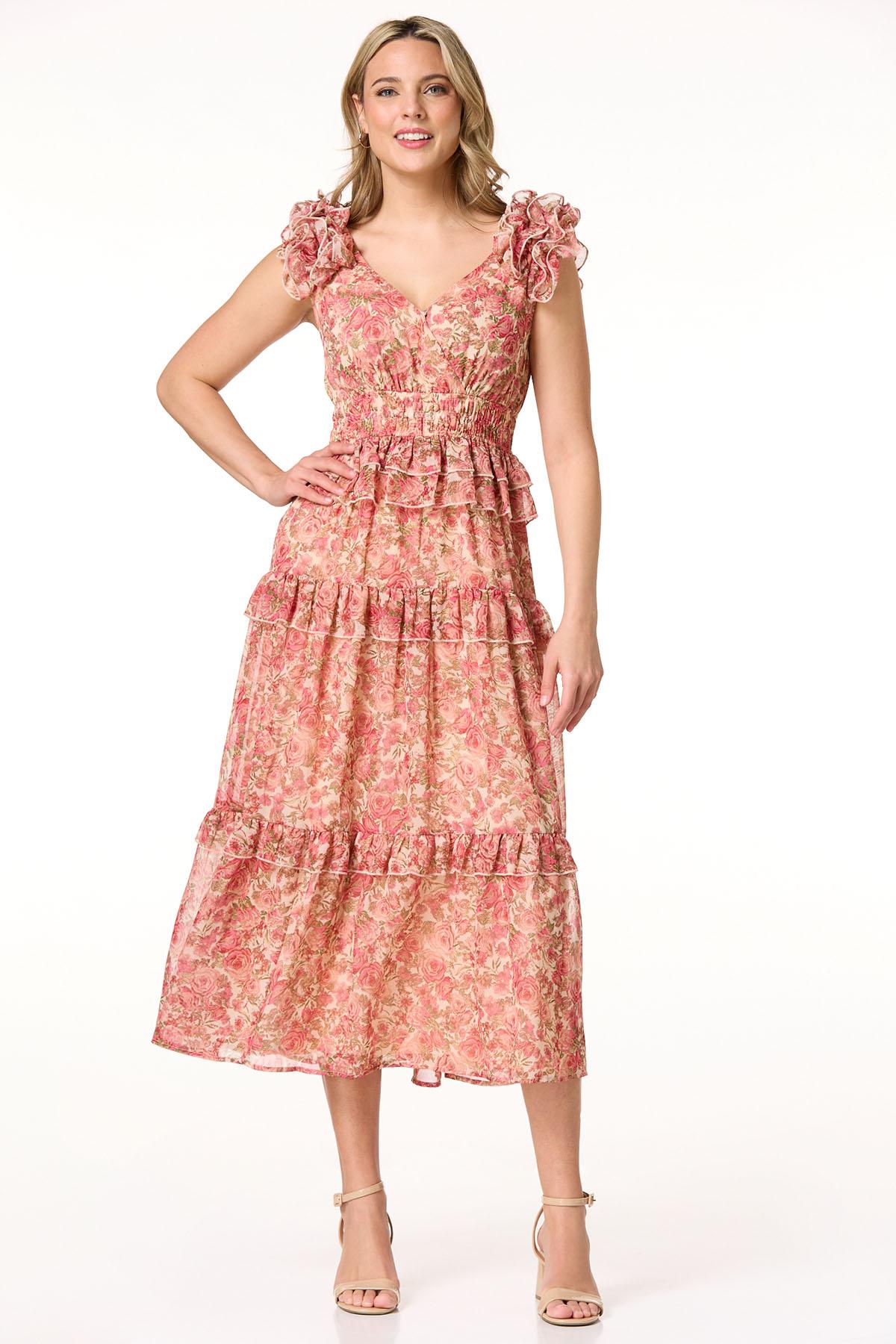 Cato Fashions | Cato Rosette Ruffled Floral Dress