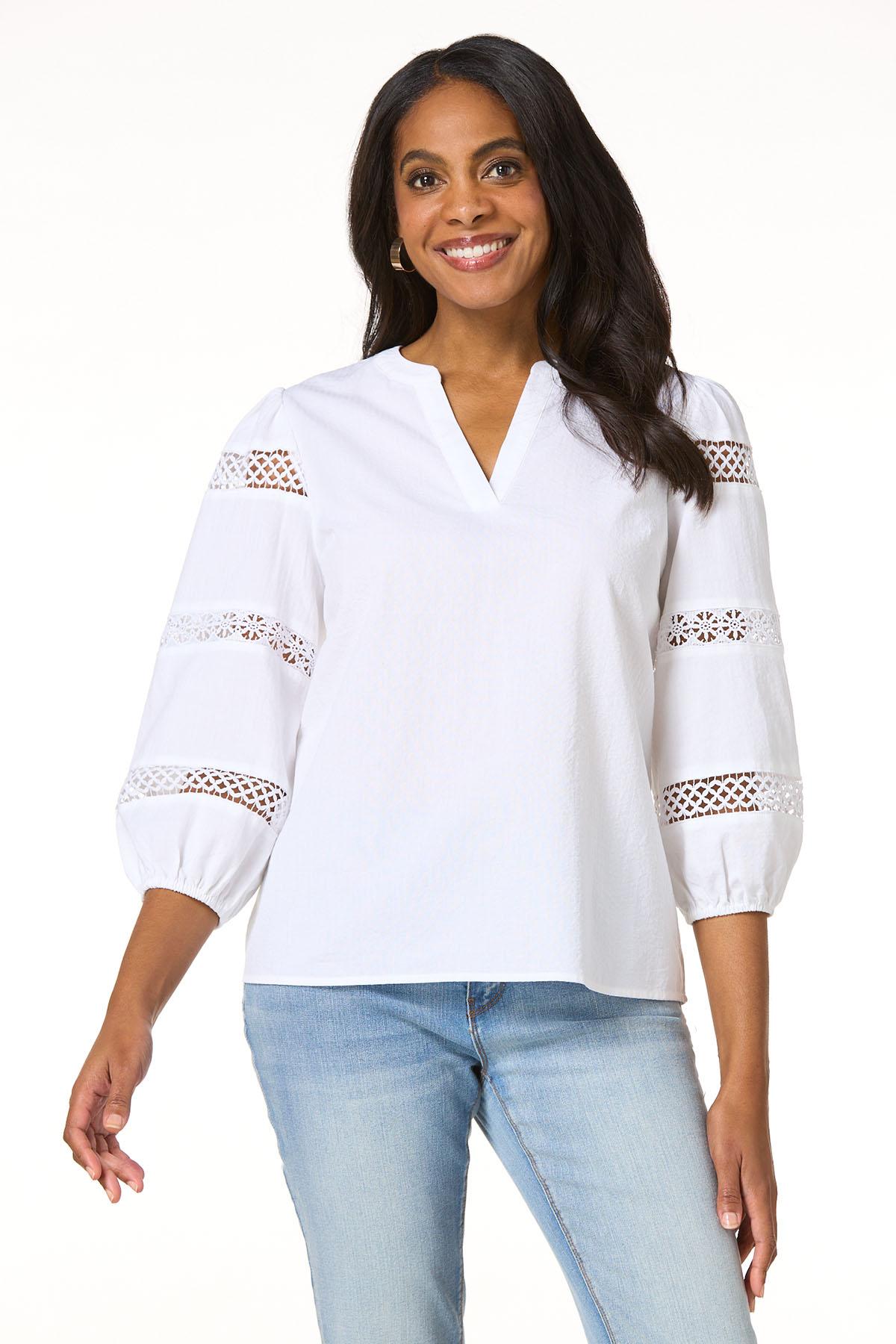 Cato Fashions | Cato Seersucker Lace Trim Top