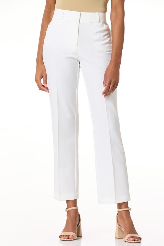 Petite Solid Straight Leg Trouser Pants