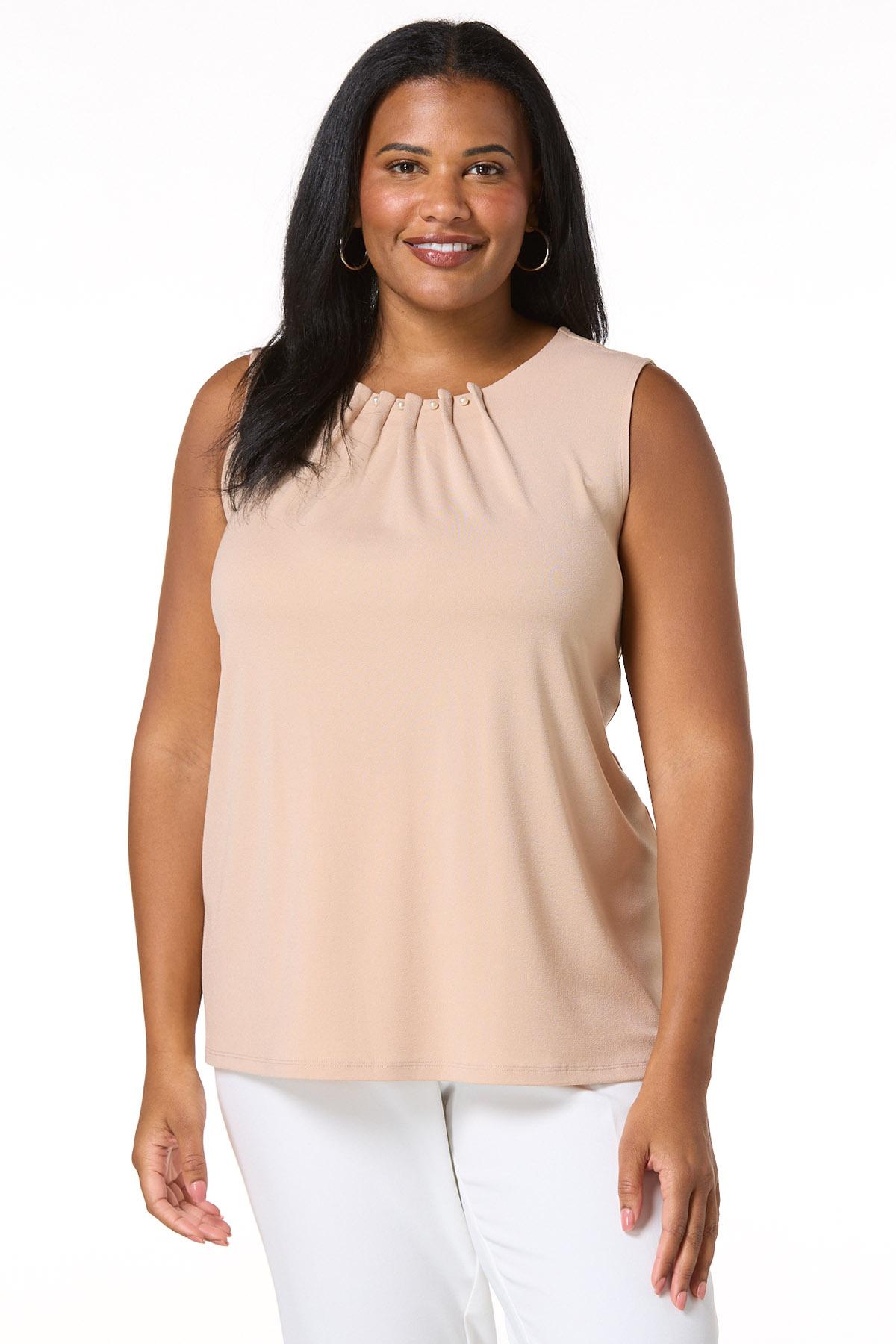 Cato Fashions | Cato Plus Size Pearl Button Trim Tank