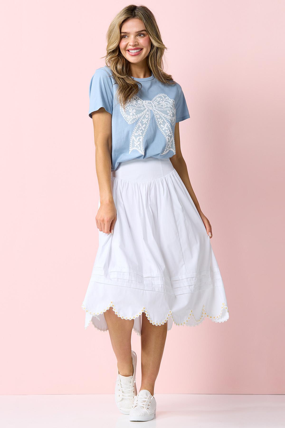 Cato Fashions | Cato Scalloped Daisy Trim Skirt