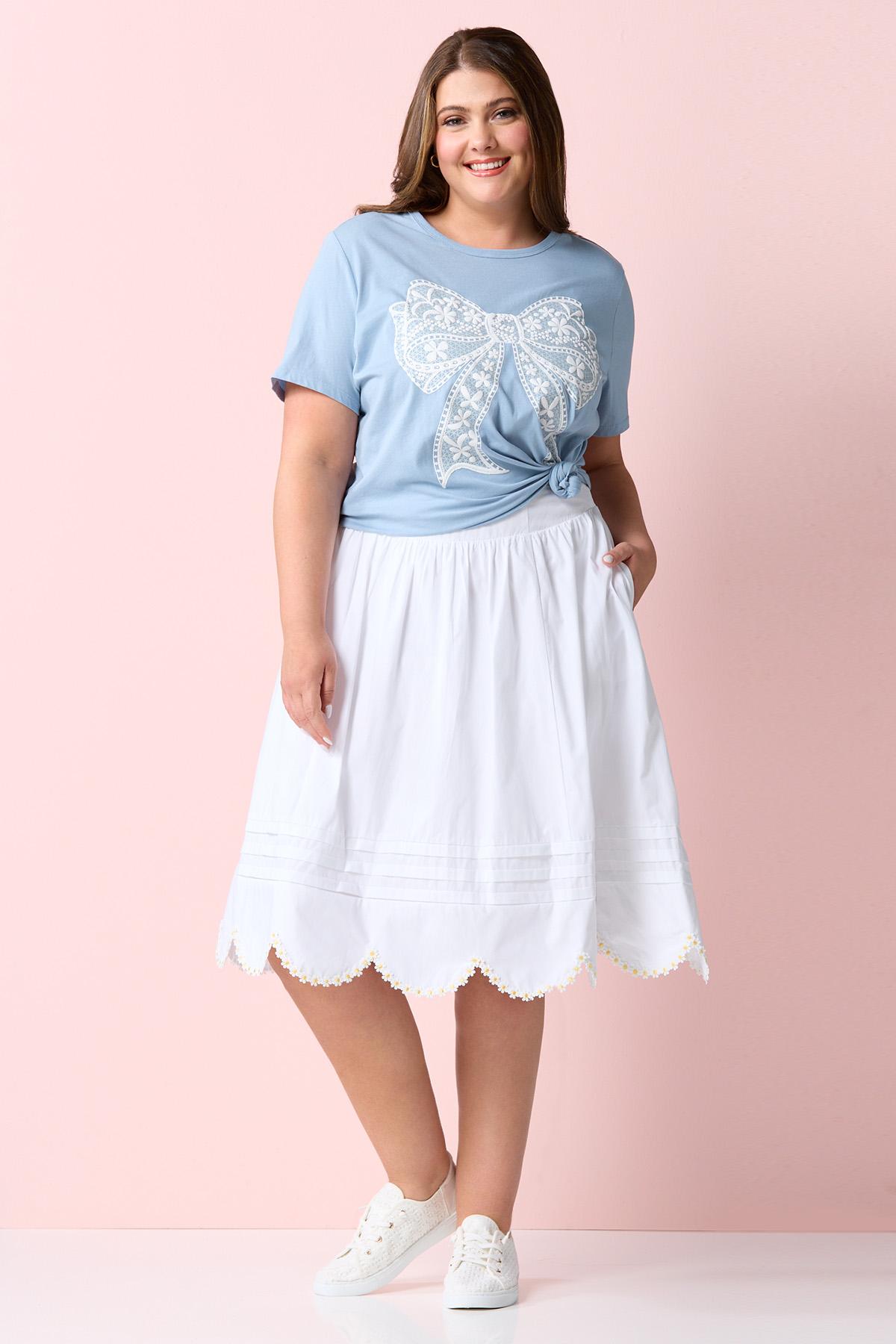 Cato Fashions | Cato Plus Size Scalloped Daisy Trim Skirt