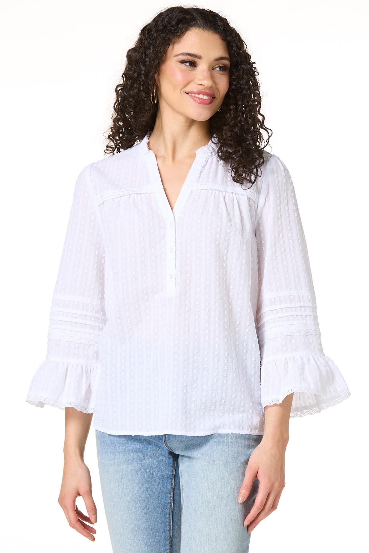 Cato Fashions | Cato Solid Textured Flutter Sleeve Top