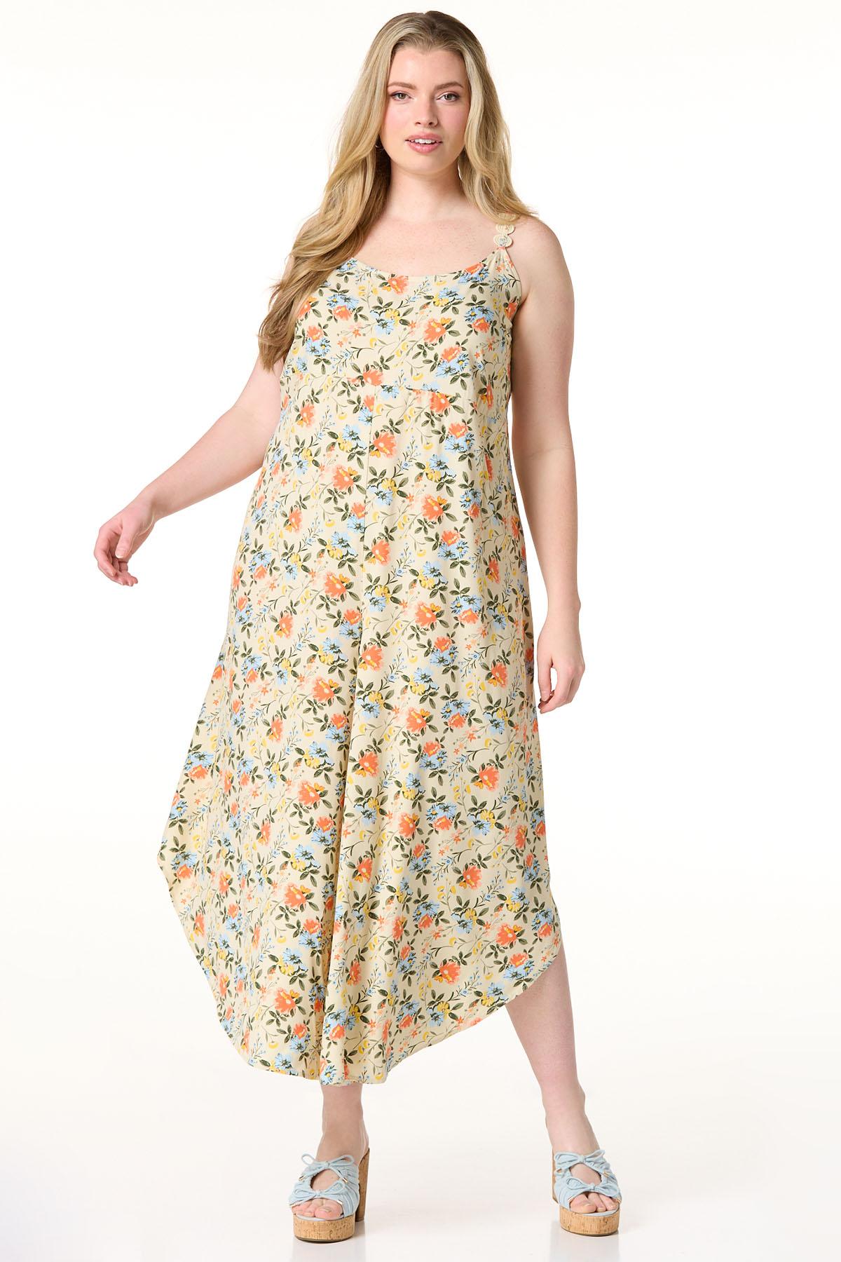 Plus Size Gold Floral Genie Jumpsuit